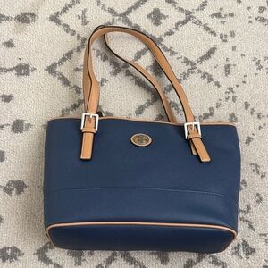 Giani Bernini Navy and Tan Tote Bag